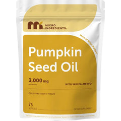 Micro Ingredients Pumpkin Seed Oil with Saw Palmetto, 75 Softgels | Cold Pressed, Pure Virgin Oil, Essential Fatty Acids, & Phytosterols | Natural Herbal Supplement | Non-GMO