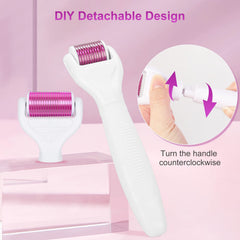 KASTWAVE Derma Roller Kit for Face and Body, Microneedling Roller Titanium for Women and Men Skincare, 0.25mm Microneedle Dermaroller with 5 Replaceable Heads and Storage Case
