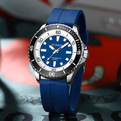 CURREN Original Fashion Men Watches Luxury Sports Silicone Strap Waterproof Quartz Wristwatch with Luminous Hands 8448