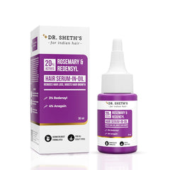 Dr. Sheth's Rosemary & Redensyl Hair Serum-In-Oil|Boosts Hair Growth & Reduce Hair Fall| With 20% Hair Growth Actives 3% Redensyl,4% Anagain,Rosemary Oil,Caffeine & Peptides,50G|For Men & Women|30 Ml
