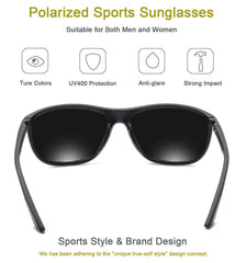 KANASTAL Polarized Sports Sunglasses for Men Women, Classic Square Sun Glasses Driving Cycling Outdoor Lightweight Shades for Womens 100% UV400 Protection
