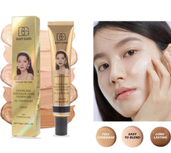 Matte Liquid Concealer Foundation New Formula Full Coverage Foundation Natural Moisturising Makeup Base Cream Smooth Long-Lasting Waterproof Oil Free Concealer Foundation 30 g (103 Warm Peach)