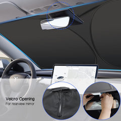 Rescien Foldable Car Windshield Sunshade with Storage Pouch,Front Windshield Reflective Sunshad,Car Front Window for Top Blocks UV Rays and Sun Heat Protection, Keeps Vehicle Cooler(56 * 31.5inch)
