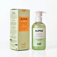 Auli Alpha Face Cleanser with Glycolic Acid & Tea Tree Oil, Low Foaming Face Wash for All Skin Types, Exfoliating Facial Wash for Men & Women, Deep Cleansing & Hydrating, Fights Acne, 210m