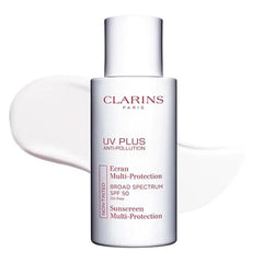 Clarins UV Plus Anti Pollution Sunscreen for Face Broad Spectrum SPF 50 Oil Free, No White Cast UVA/UVB and Pollution Protection Protective Antioxidants All Skin Types