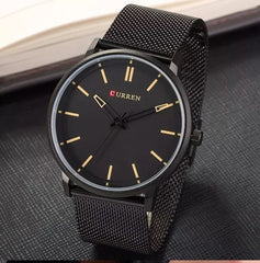CURREN Men's Analog Watch Gun Metal Steel Case Black Dial Black Stainless Steel Bracelet