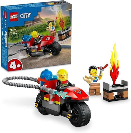 LEGO City Fire Rescue Motorcycle, Motorbike Toy Playset for Plus