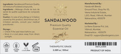 Sandalwood Essential Oil 100ml - Premium Quality Therapeutic Grade for Skin Care & Focus, Woody and Earthy Aroma for Clarity, Diffuser Aromatherapy- 3.38 fl. Oz