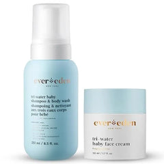 Evereden Tri Water collection 2 in 1 Cooling Baby Shampoo and Body Wash, Baby Face Cream, Water from Glaciers, Aloe and Coconut Moisturize, Soothe, Refresh Clean and Safe Care for Little Ones