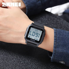 SKMEI Digital Watch - Waterproof Digital Sports Watch with Stopwatch Alarm Countdown Dual Time, EL Backlight Display Digital Watches 42mm Nylon Strap Unisex Wrist Watches for Men Women - Black