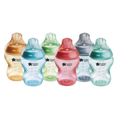 Tommee Tippee Closer To Nature Baby Bottles, Fiesta Collection Slow Flow Breast-Like With Anti-Colic Valve (9oz, 6 Count)
