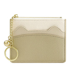 Valentoria Slim RFID Blocking Card Holder Small Pocket Wallet Keychian Zipper Coin Purse Minimalist Leather Cash & Coin & Cards Case for Women Men (Z2-Khaki)