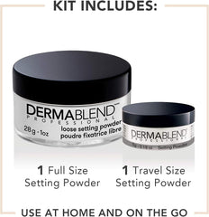 Dermablend Loose Setting Powder Makeup Gift Set, Translucent Powder Kit for Face Makeup, Mattifying Finish and Shine Control, Dermatologist Recommended, Original Translucent Gift Set