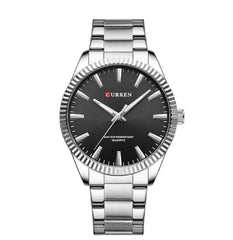 CURREN 8425 Fashion Design Stainless Steel Quartz Watches Casual Business Wrist Watches for Men Luminous Hands Clock - SILVER BLACK