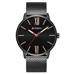CURREN Mens Watches, Fashion Simple Minimalist Waterproof Quartz Analog Watch Designer Luxury Business Classic Wrist Watch Gold Band, Black, Black, Analog Watch