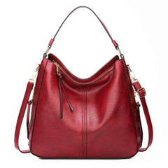 Tjackson Women's Purse Leather Handbag Lady Shoulder Bag Cowhide Tote for Women - Wine Red