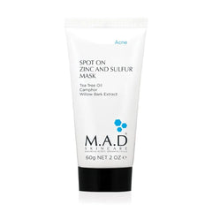 M.A.D Skincare Spot On Zinc and Sulfur Mask - Pore Refining Complex with Alp Sebum and Willow Bark for Targeted Oil Control 2.0 oz