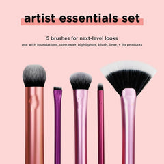 Makeup Skin Real Techniques Brushes Set, Professional, Eyeliner, Lipstick, Blush, Bronzer, Highlighter, Concealer Pack of 3
