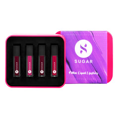 SUGAR Cosmetics Smudge Me Not Liptsick Minis Set - Pink, Ultra Matte Liquid Lipstick, Transferproof and Waterproof, Lasts Up to 12hrs (Gift Set | Pack of 4)