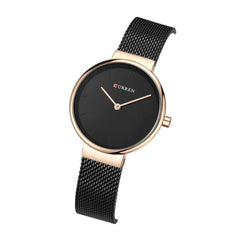 CURREN Original Women's Girls Sports Waterproof Stainless Steel Quartz Wrist Watch, Rose Gold All Black