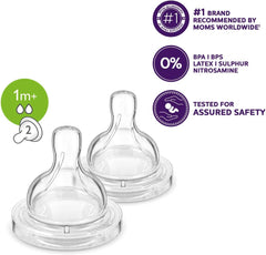 Philips AVENT SCF632/27 Classic + Teat with Slow Flow 1 m +, Multi-Colour, Pack of 2