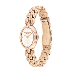 COACH WOMEN'S SILVER WHITE DIAL IONIC PLATED CARNATION GOLD STEEL BRACELET WATCH - 14504418