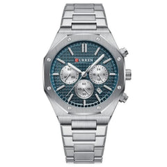 CURREN 2023 Watch Men's Quartz Luxury Luminous Wrist Watch With Stainless Steel Chronograph watch For Men 8440 - SILVER GREEN