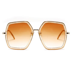 FEISEDY Women Large Hexagon Inspired Sunglasses Fashion Irregular Design Style Geometric B2503