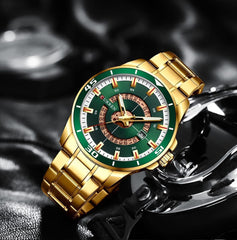 CURREN 8359 luxury business casual men's watch waterproof quartz Stainless steel Band calendar men's watch - GREEN