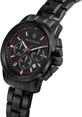 Maserati Men's Watch, Successo Collection, Chronograph Watch, Made of Stainless Steel and Black PVD - R8873621014, Black, Bracelet