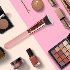 Olakin Make-Up Brush, Foundation Brush, Make-Up Brush, Cosmetic Brush, Flat Cosmetic Brush, Ideal for Creamy, Powdery or Liquid Foundation (Rose Gold)