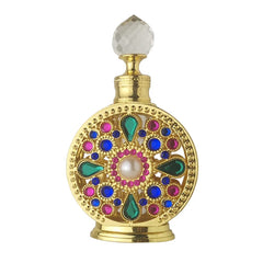 Leadigol 10ML Dubai Arabic Style Rhinestone Perfume Bottle,Portable Bottle Cosmetic Container Alloy Golden Packaging Essential Oil Empty Refillable Bottles