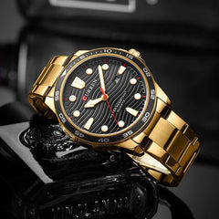 CURREN 8426 Men Watch Top Brand Stainless Steel Quartz Wrist watches Casual Business Waterproof - GOLD BLAK