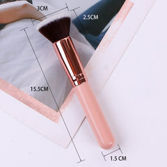 Olakin Make-Up Brush, Foundation Brush, Make-Up Brush, Cosmetic Brush, Flat Cosmetic Brush, Ideal for Creamy, Powdery or Liquid Foundation (Rose Gold)