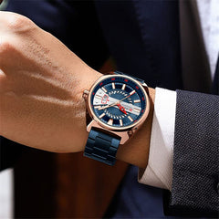 CURREN Men's Quartz Sports Brand Luxury Business Waterproof Automatic Date Stainless - BLUE