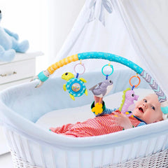 NALACAL Baby Stroller Arch for Bassinet with Universal Clamps, Clip-On Mobile Toys Bassinet Arch Toy Activity Toy Bar Interactive Bassinet Toys for Infants Baby Car Seat Toys Rattle Turtle Music Whale