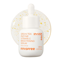 Innisfree Green Tea Enzyme Vitamin C Brightening Serum for Dark Spot Fading, Korean Face Serum for Glow - 30ml