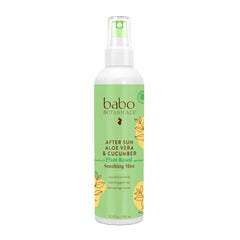 Babo Botanicals After Sun Soothing Mist - Aloe Vera & Cucumber - For Face, Body & Sensitive Skin - Non-Aerosol - No-touch application - Alcohol-Free - Scented with cucumber extract, 5.5 Fl Oz