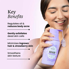 FoxTale 2% Salicylic Acid Exfoliating Body Wash With Zinc Pca|Reduces Body Acne, Strawberry Skin & Ingrown Hair|Smoothens Uneven Texture In 28 Days|Body Wash Men & Women|Exfoliating Shower Gel|250 Ml