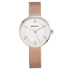 CURREN 9020 Quartz Round Dial Stainless Steel Strap Waterproof Watch for Women - Rose Gold