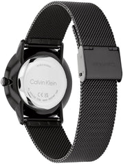 CALVIN KLEIN UNISEX'S BLACK DIAL IONIC PLATED BLACK STEEL BRACELET WATCH - 25300002