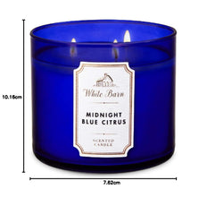 Bath And Body Works White Barn Midnight Blue Citrus Scented 3-Wick Candle 411g with Essential Oil