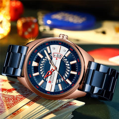 CURREN Men's Quartz Sports Brand Luxury Business Waterproof Automatic Date Stainless - BLUE