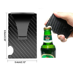 Carbon Fiber Wallet, Leegoal Slim Credit Card Holder Anti Scan Metal Money Clip With RFID/RDIT Blocking Technology, Front Pocket Wallets for Men (Black)