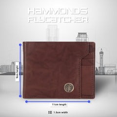HAMMONDS FLYCATCHER Genuine Leather Wallet for Men - RFID Protected Leather Purse for Men, Money Purse for Men, Bi-Fold Wallet - 6 Card Slots, 1 Card Case, Coin Pocket, Hidden Pockets - Antique Brown