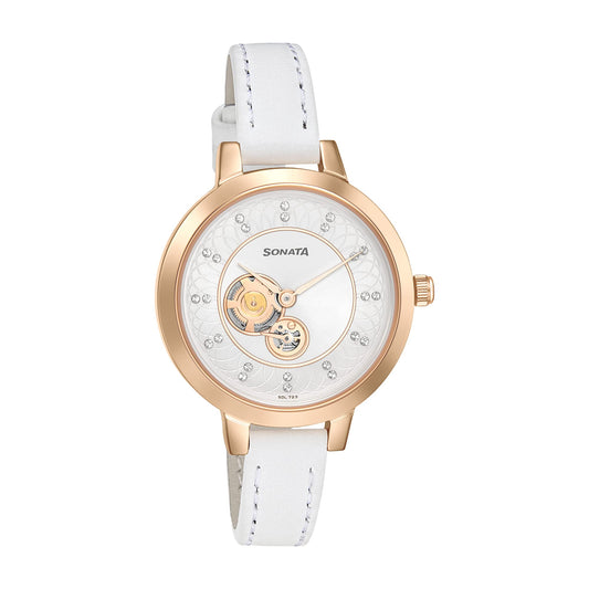 Sonata Analog Silver Dial Women's Watch-8141WL07