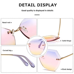 AEVOGUE Sunglasses For Women Oversized Rimless Diamond Cutting Lens Sun Glasses AE0534