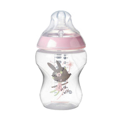 Tommee Tippee Closer to Nature Baby Bottle Decorated Pink, Anti-Colic Valve, Breast-Like, Slow Flow, BPA-Free - 0+ Months, 9 Ounce, 2 Count (Design May Vary) (522522)