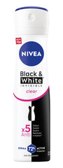 NIVEA Black & White Invisible Antiperspirant Deodorant Spray for Women, Clear, 72H Active Protection, 5IN1, Anti-Odour, Sweat, Stains, Residues & Irritation, 150ml