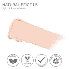 Camera Stick Foundation by True + Luscious - Full Coverage Cream Foundation - Non-Comedogenic & Hydrating Formula - Vegan, Paraben Free, & Cruelty Free - 0.49 oz (Shade 1.5: Natural Beige)